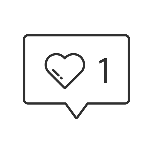 Heart, like, notification, one like icon